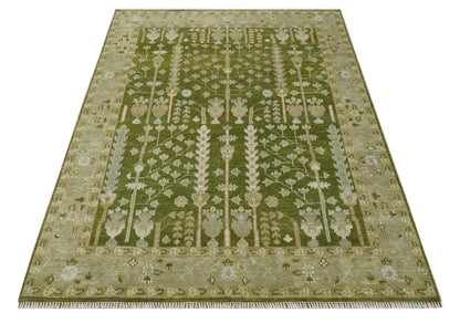 Tree of life Green and Silver Hand Knotted Traditional Custom Made wool rug.