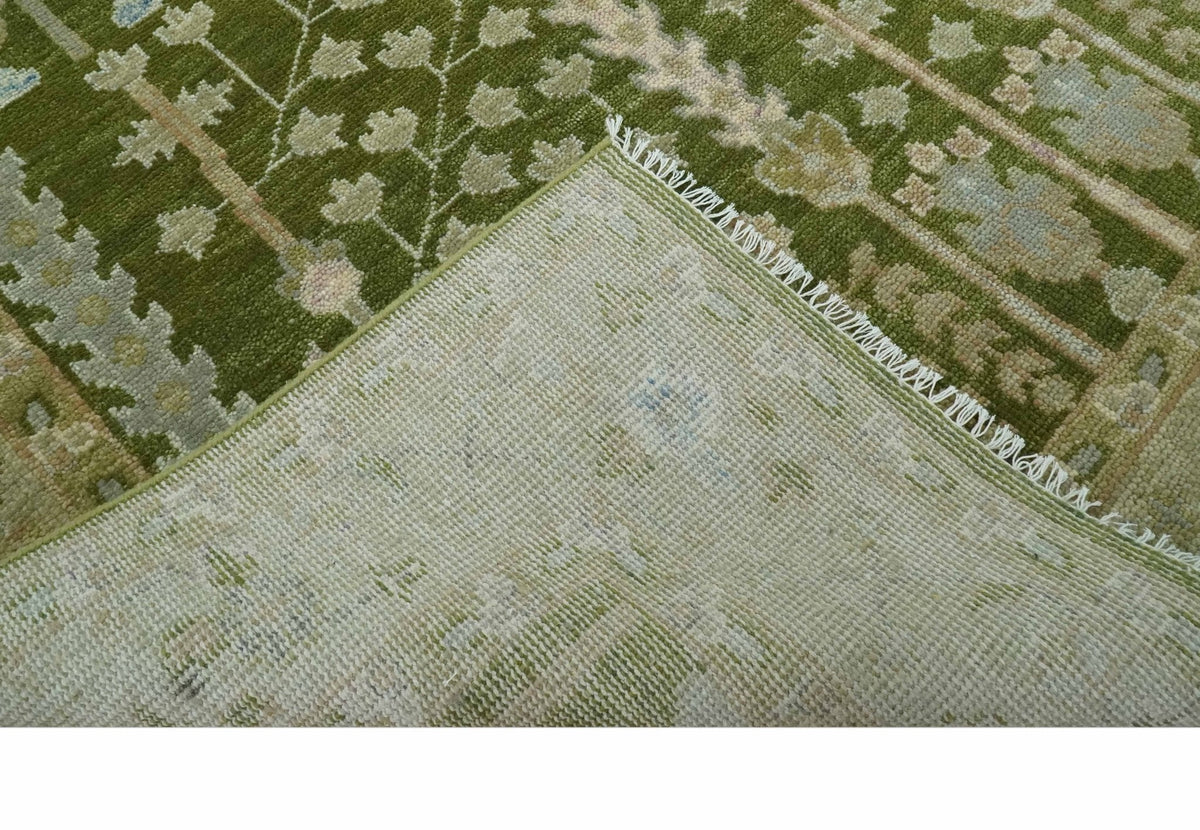 Tree of life Green and Silver Hand Knotted Traditional Custom Made wool rug.