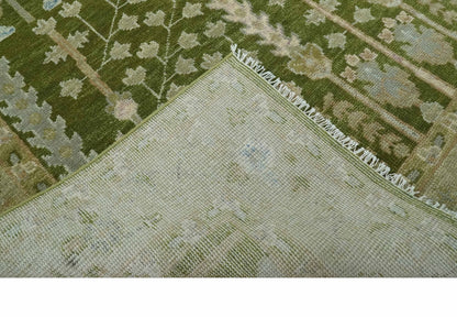 Tree of life Green and Silver Hand Knotted Traditional Custom Made wool rug.