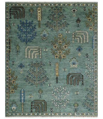 Tree of Life Green Traditional Hand Knotted Turkish Design Multi Size Wool Area Rug.