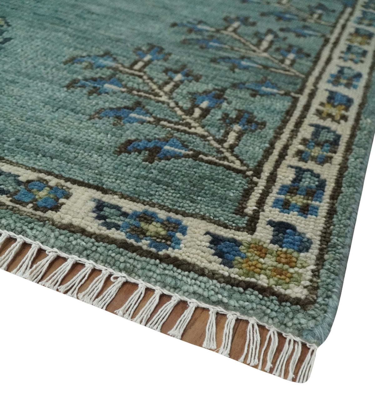 Tree of Life Green Traditional Hand Knotted Turkish Design Multi Size Wool Area Rug.