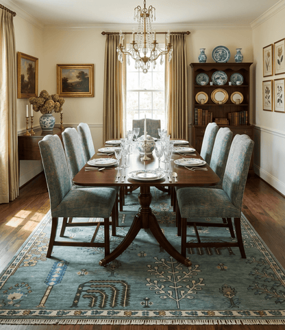 Tree of Life Green Traditional Hand Knotted Turkish Design Multi Size Wool Area Rug.
