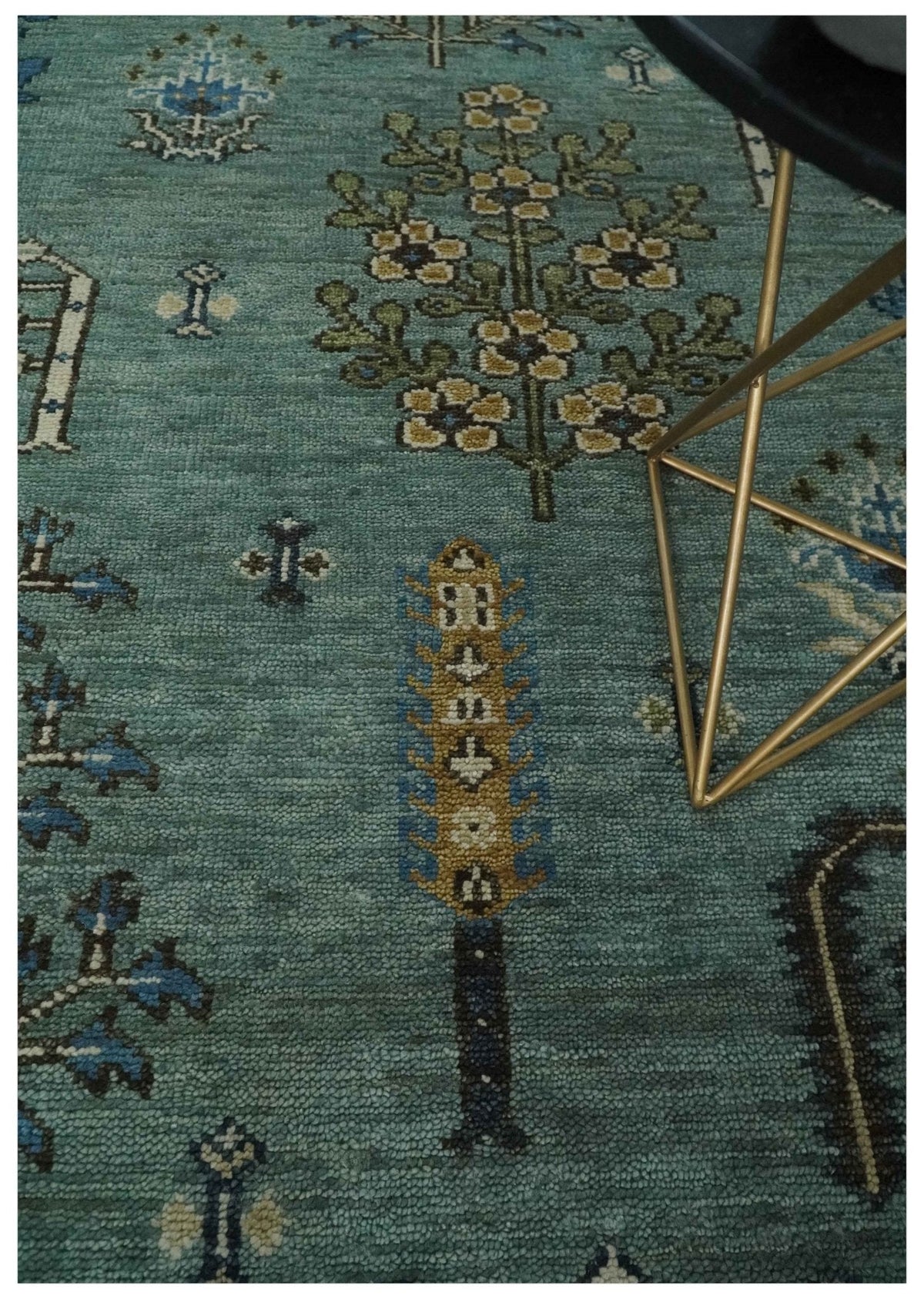 Tree of Life Green Traditional Hand Knotted Turkish Design Multi Size Wool Area Rug.