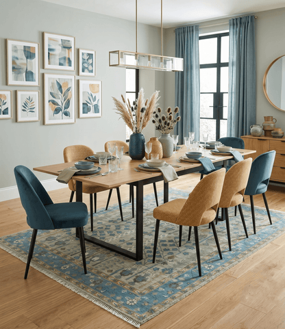 Tree of life Hand Knotted Traditional Beige and Blue Vintage Style Custom Made Wool Area Rug.
