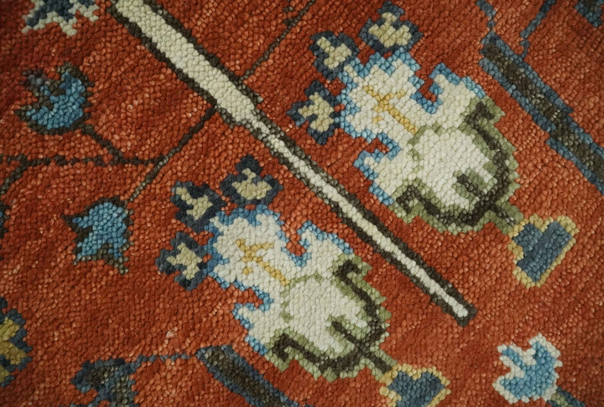 Tree of Life Rust and Ivory Traditional Hand Knotted Turkish Design Wool Area Rug.