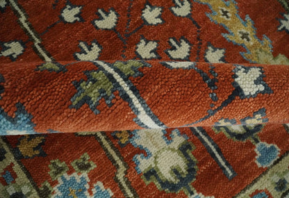Tree of Life Rust and Ivory Traditional Hand Knotted Turkish Design Wool Area Rug.