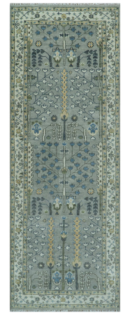 Tree of life Silver and Ivory Hand Knotted Traditional Multi Size Wool Area Rug.