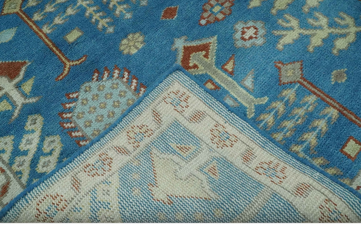 Tree of life Traditional Floral Blue, Ivory and Brown Hand Knotted Custom Made Wool Area Rug.