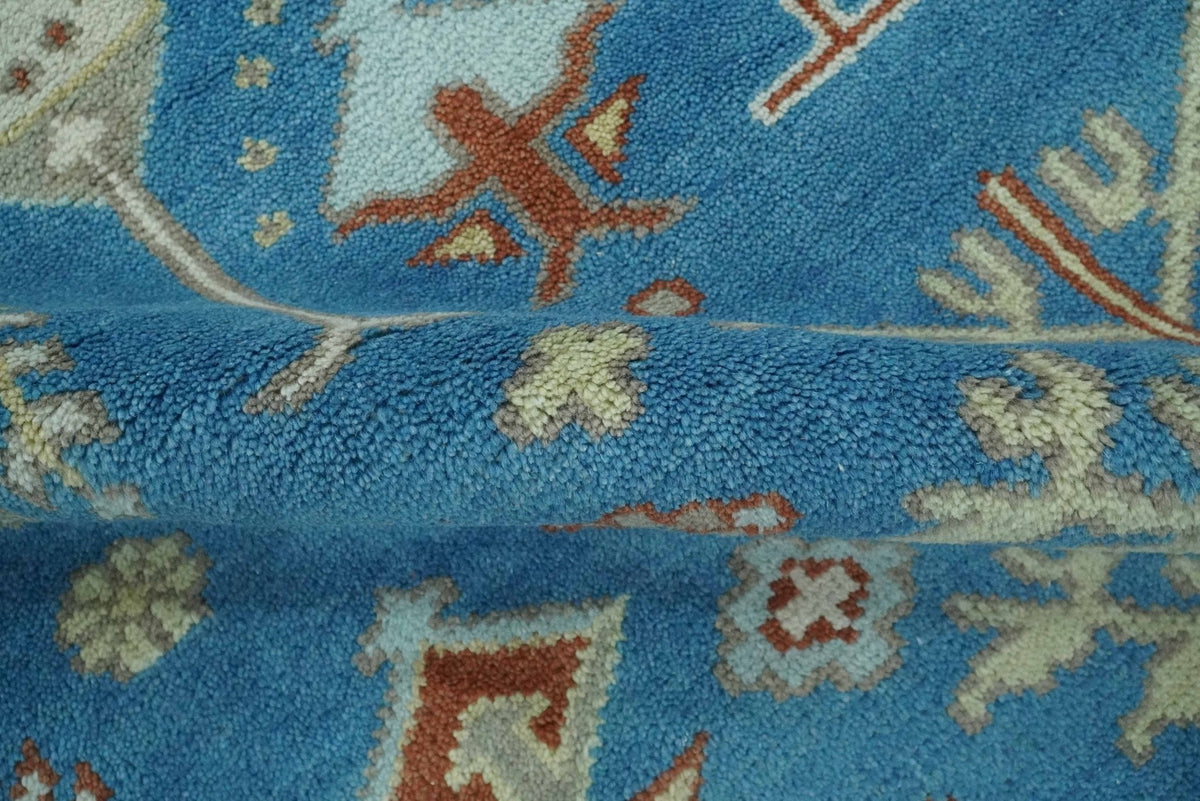 Tree of life Traditional Floral Blue, Ivory and Brown Hand Knotted Custom Made Wool Area Rug.