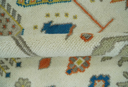 Tree of life Traditional Floral Ivory, Blue and Rust Hand Knotted Multi Size Wool Area Rug.