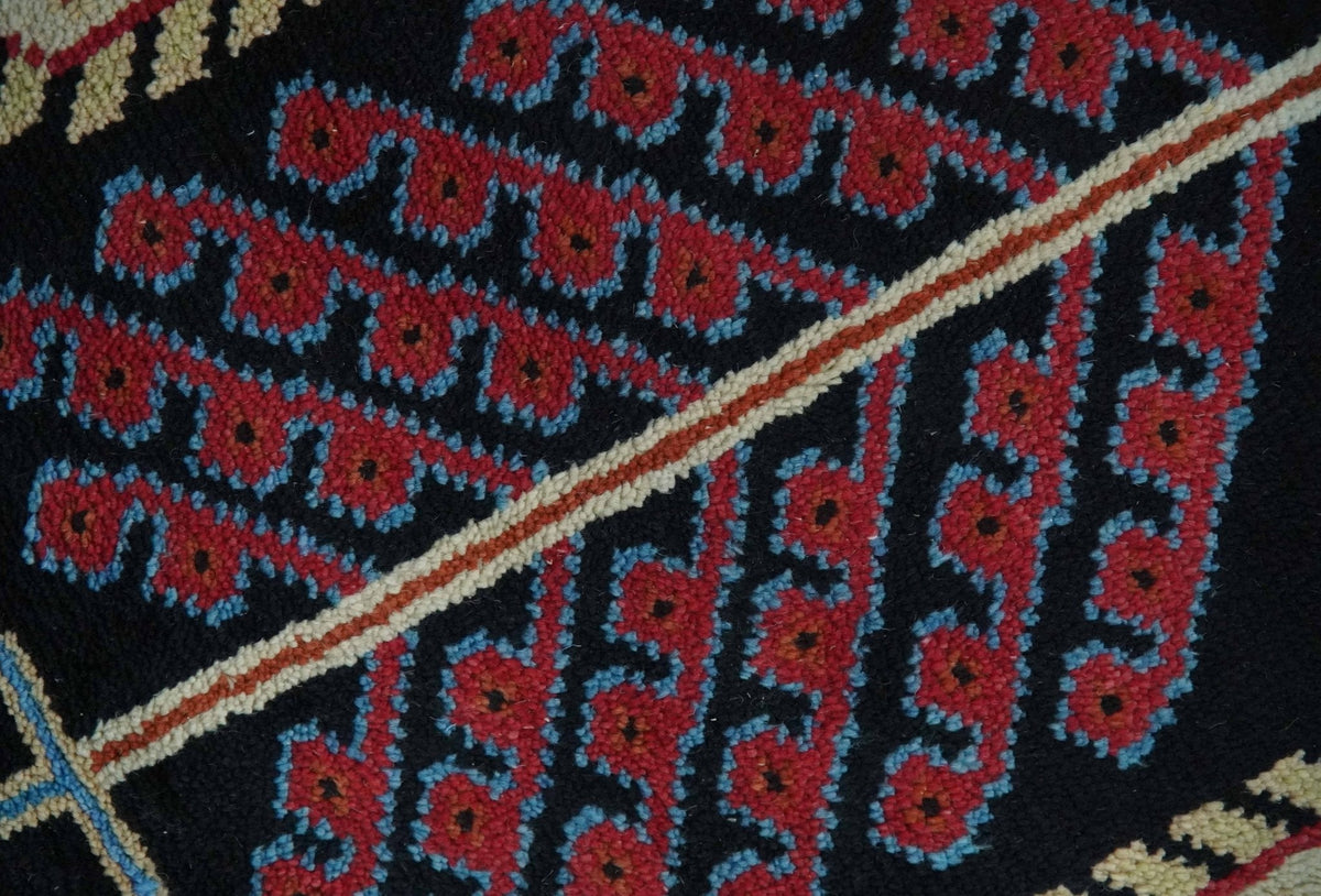 Tree of life Vibrant colorful Black, Beige, Peach and Blue Hand Knotted Traditional Oushak Custom Made wool area Rug.