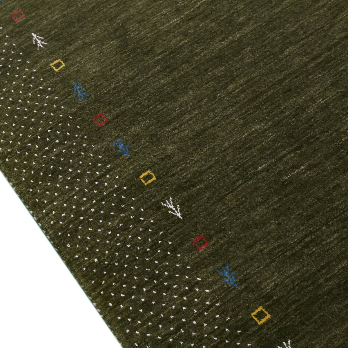 Tribal Border Design Hand Loomed Wool Area Rug.