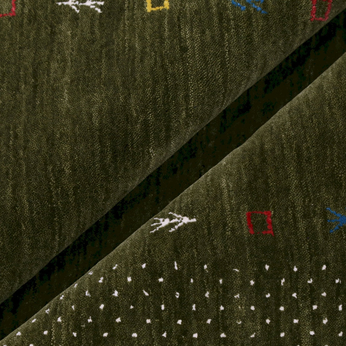 Tribal Border Design Hand Loomed Wool Area Rug.