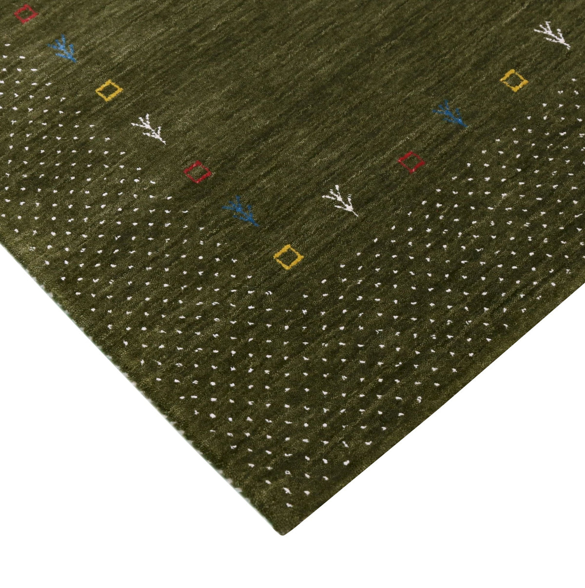 Tribal Border Design Hand Loomed Wool Area Rug.