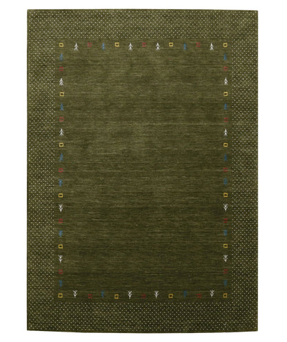 Tribal Border Design Hand Loomed Wool Area Rug.
