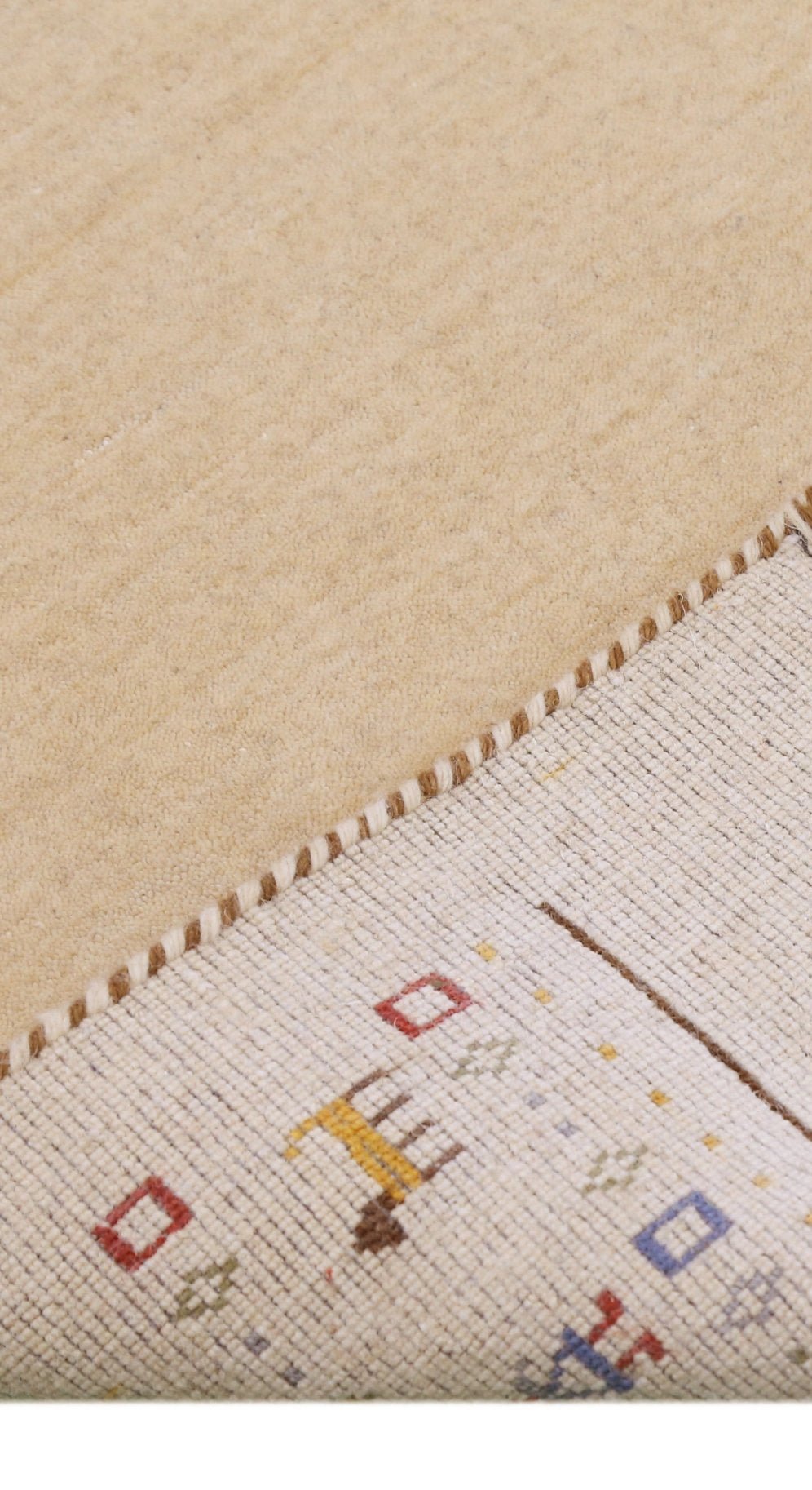 Tribal Border Ivory Design Hand Loomed Wool Area Rug.