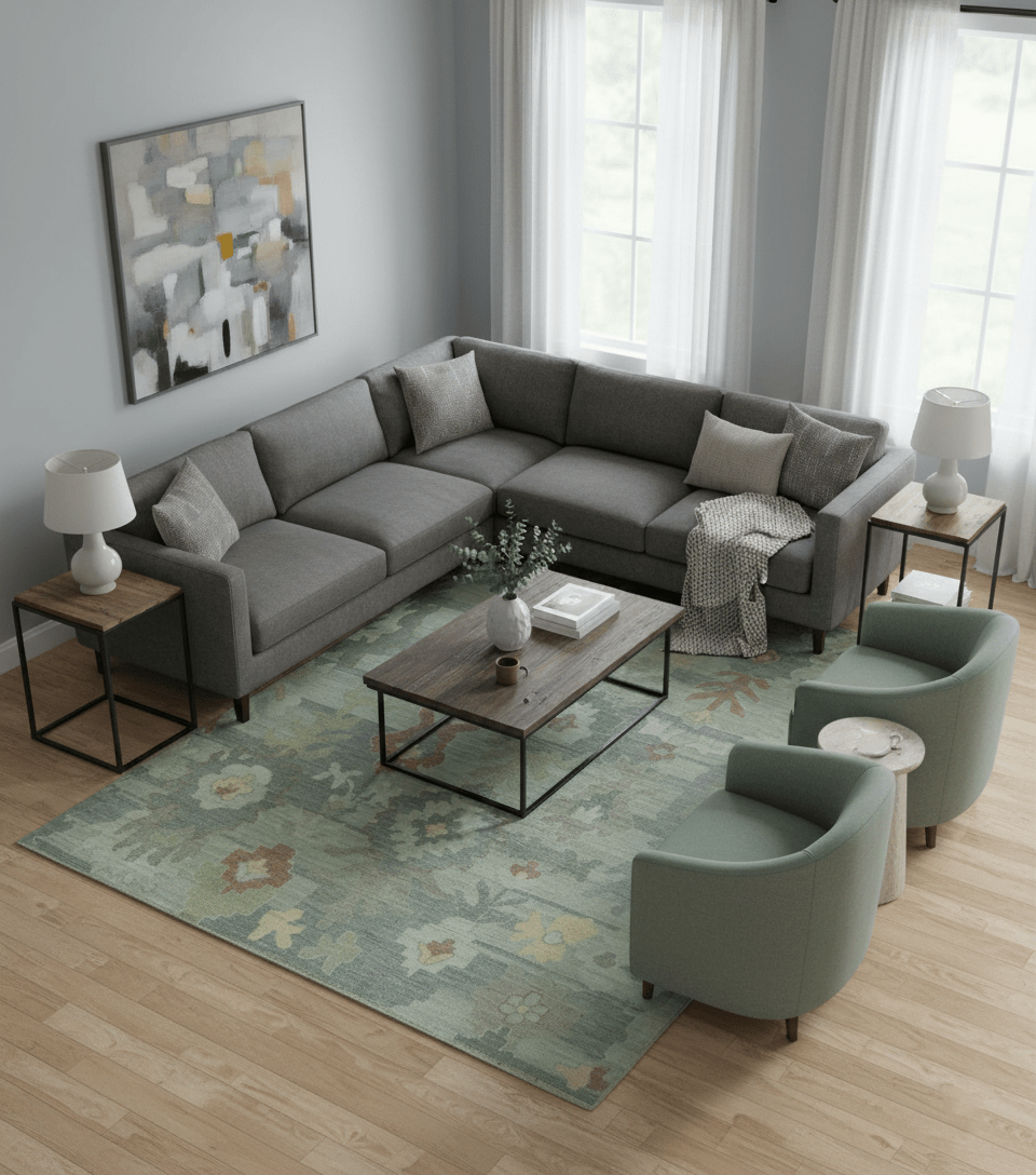 Tulu Distressed Modern Ikat Design Hand Knotted Custom Made wool rug.