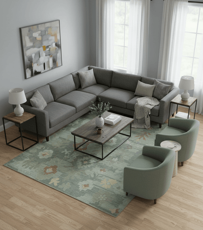 Tulu Distressed Modern Ikat Design Hand Knotted Custom Made wool rug.