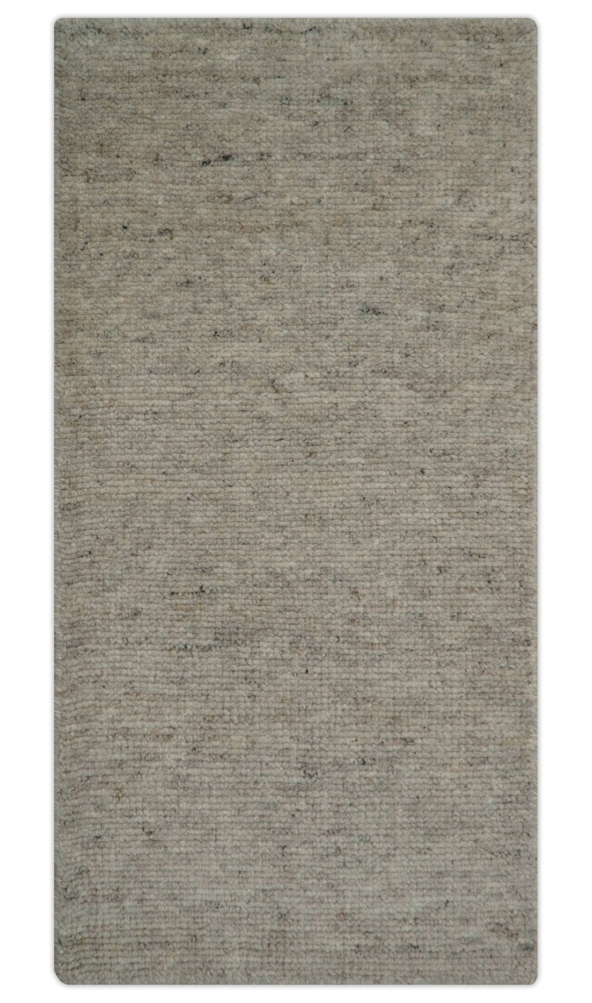 Tulu Modern Solid Beige Hand Knotted Wool Area Rug.