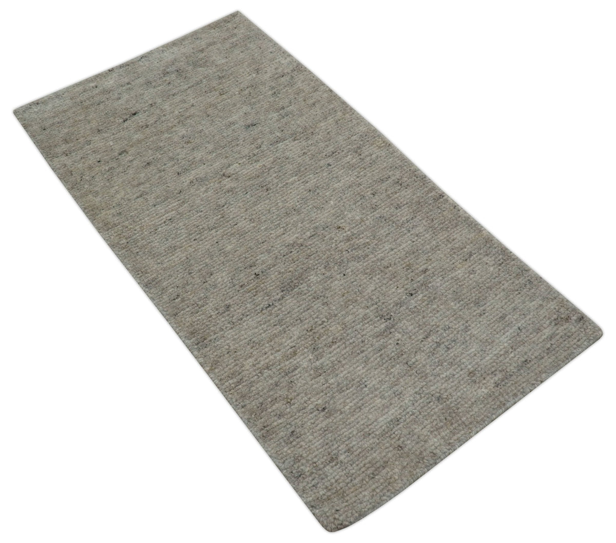 Tulu Modern Solid Beige Hand Knotted Wool Area Rug.
