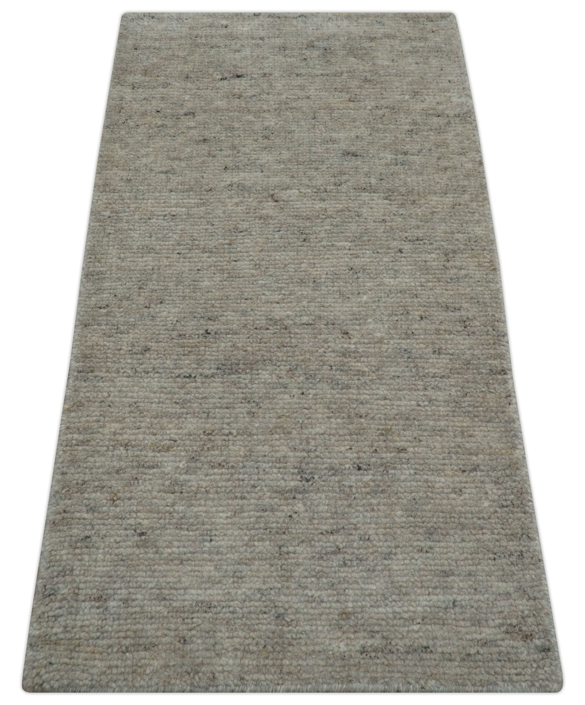 Tulu Modern Solid Beige Hand Knotted Wool Area Rug.