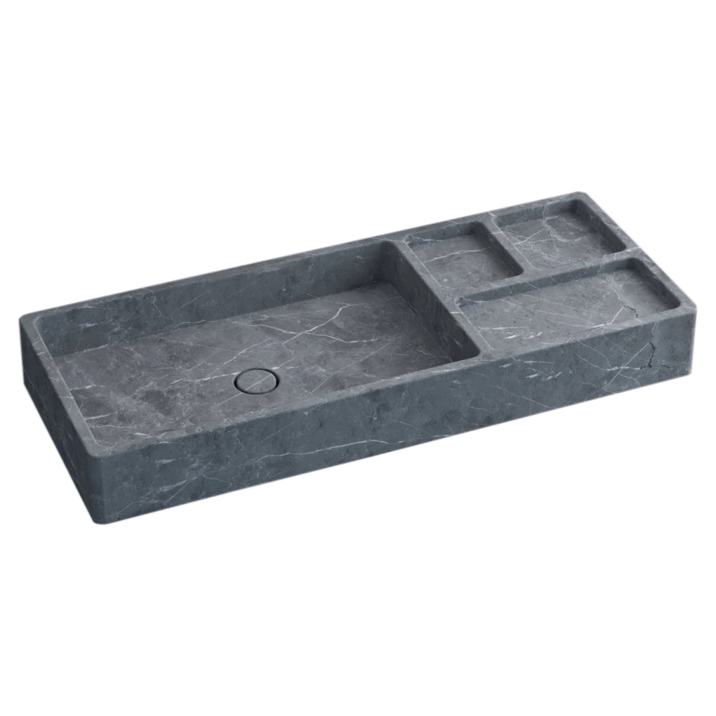 Tundra Gray Marble Rectangular Wall-mount Sink (W)16" (L)40" (H)5".