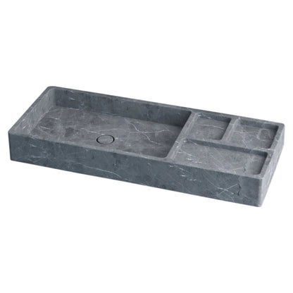 Tundra Gray Marble Rectangular Wall-mount Sink (W)16" (L)40" (H)5".