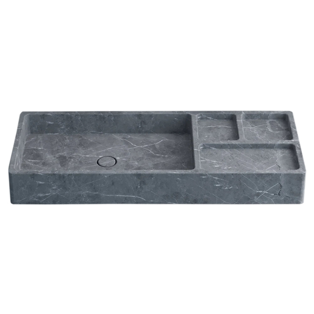 Tundra Gray Marble Rectangular Wall-mount Sink (W)16" (L)40" (H)5".