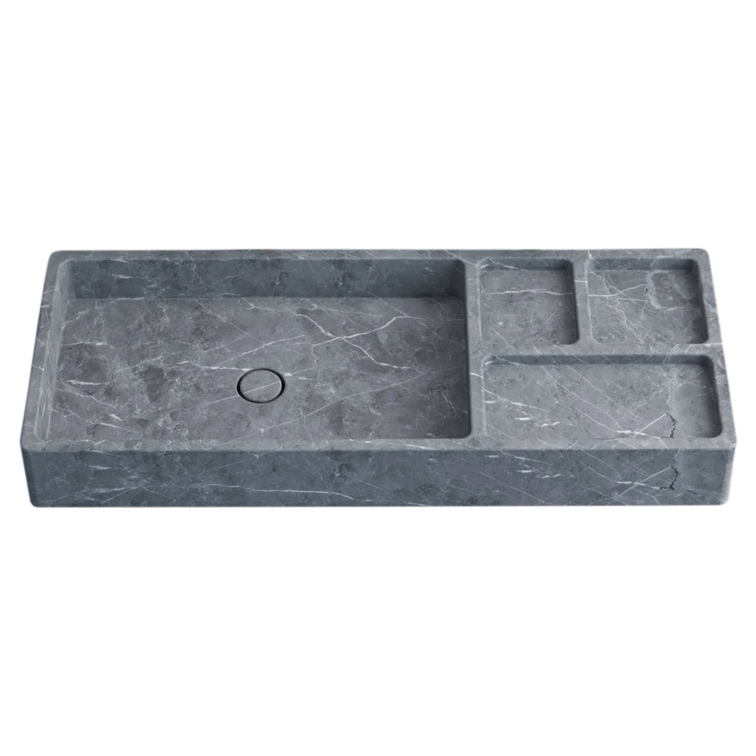 Tundra Gray Marble Rectangular Wall-mount Sink (W)16" (L)40" (H)5".