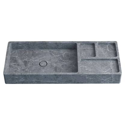 Tundra Gray Marble Rectangular Wall-mount Sink (W)16" (L)40" (H)5".