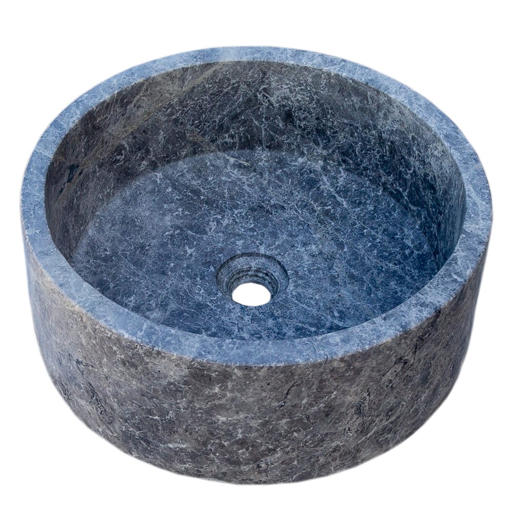 Natural Stone Tundra Grey Marble Vessel Sink Polished D: 16" H: 6.5".