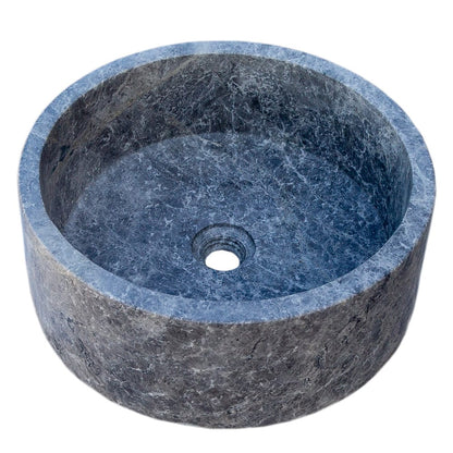 Natural Stone Tundra Grey Marble Vessel Sink Polished D: 16" H: 6.5".