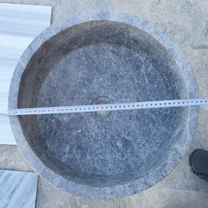 Natural Stone Tundra Grey Marble Vessel Sink Polished D: 16" H: 6.5".