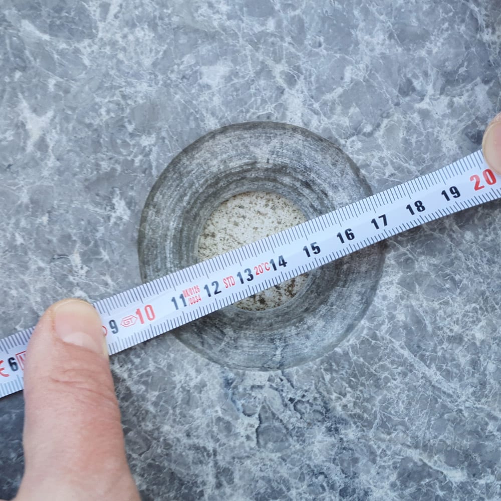 Natural Stone Tundra Grey Marble Vessel Sink Polished D: 16" H: 6.5".
