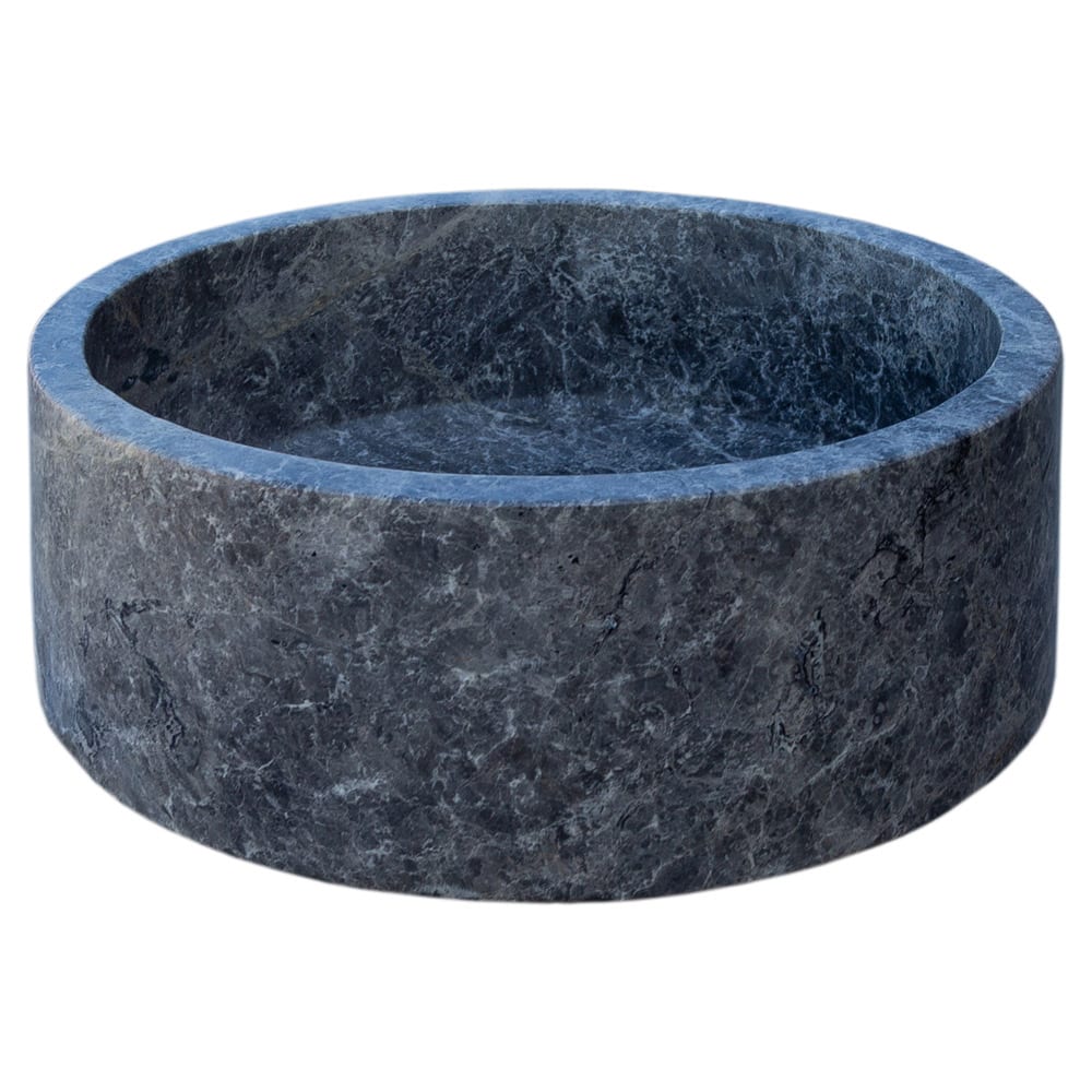 Natural Stone Tundra Grey Marble Vessel Sink Polished D: 16" H: 6.5".