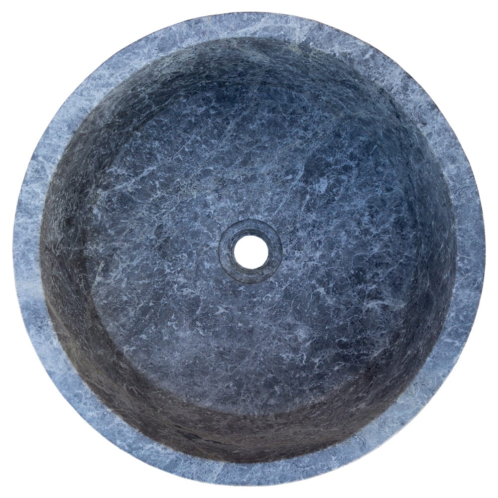Natural Stone Tundra Grey Marble Vessel Sink Polished D: 16" H: 6.5".