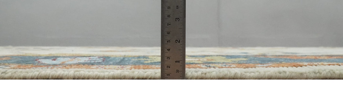Hand Knotted Beige, Teal and Rust Traditional Oushak Multi size Wool Area Rug.