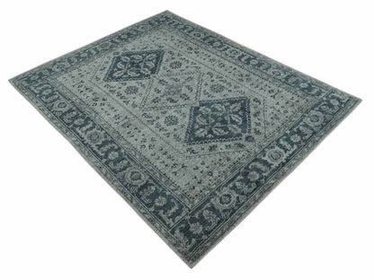 Vintage Style Distressed Traditional Hand Knotted Serapi Silver and Gray Multi Size Area Rug.