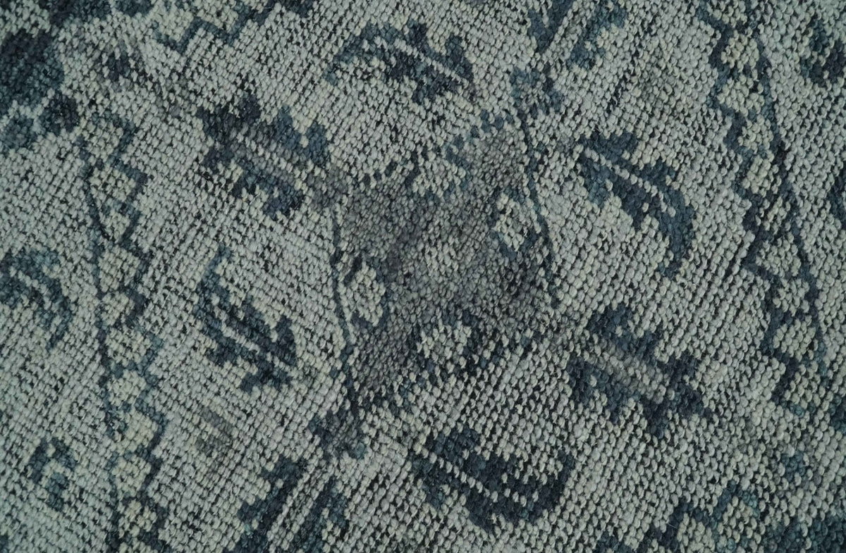 Vintage Style Distressed Traditional Hand Knotted Serapi Silver and Gray Multi Size Area Rug.