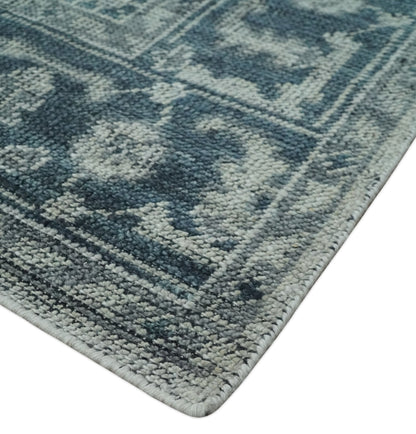 Vintage Style Distressed Traditional Hand Knotted Serapi Silver and Gray Multi Size Area Rug.