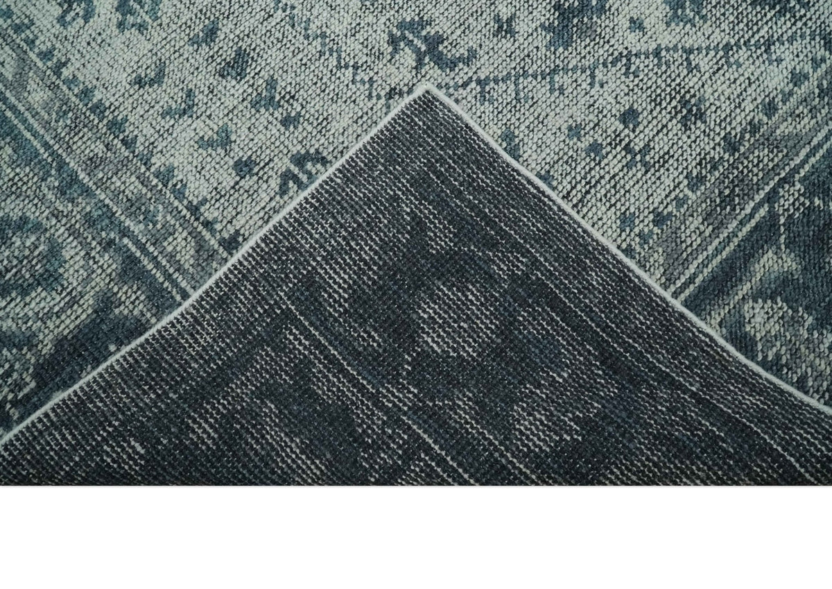 Vintage Style Distressed Traditional Hand Knotted Serapi Silver and Gray Multi Size Area Rug.