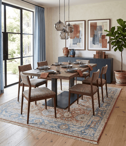 Vintage Hand Knotted 8x10 Rust and Blue Traditional Oxidized Textured Persian Low Pile Wool Rug | TRD2601.