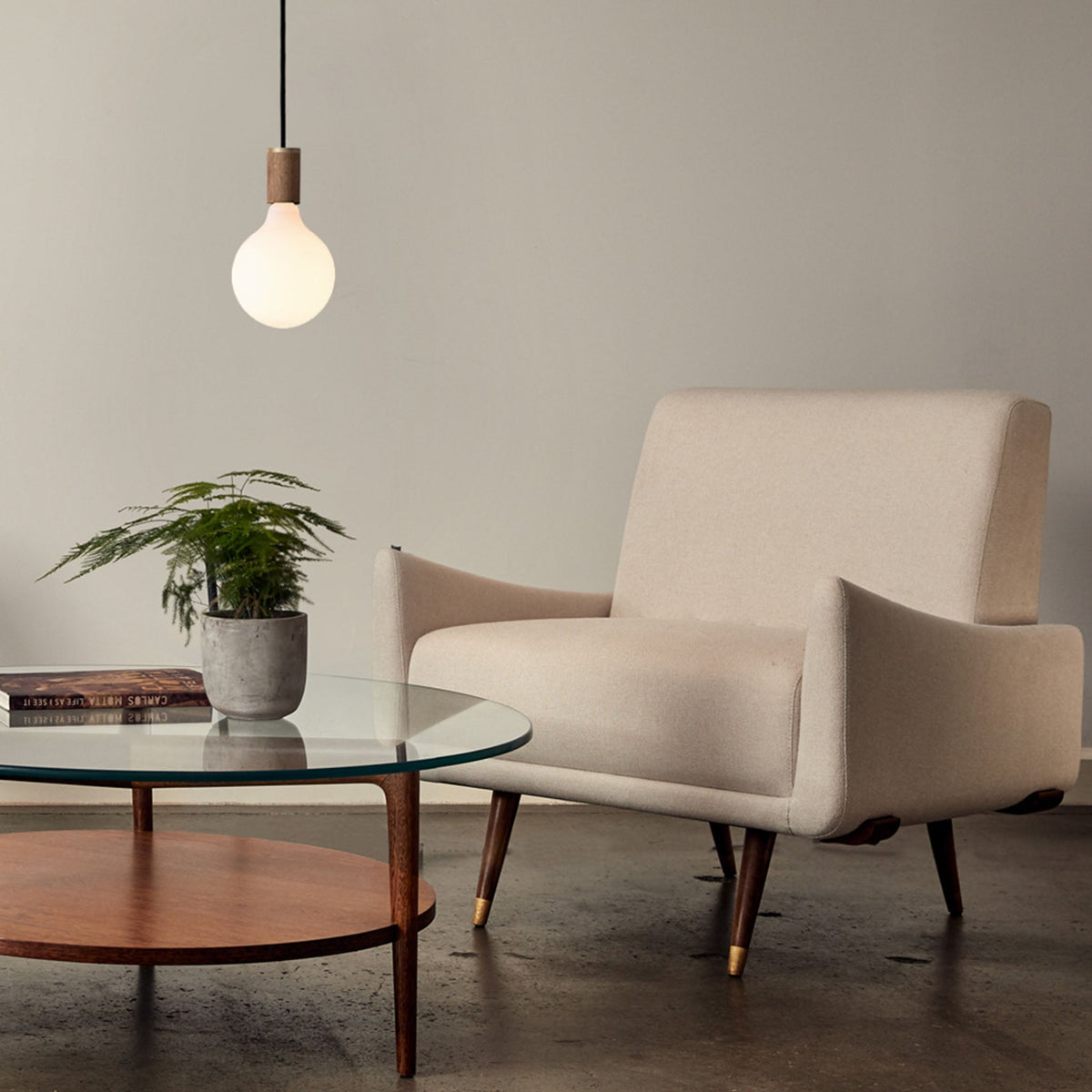 Porcelain III Pendant Light in Walnut.