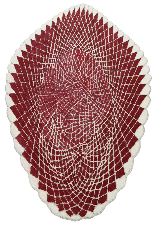 Web Hand Tufted 5x8 Modern Style Maroon Wool Area Rug