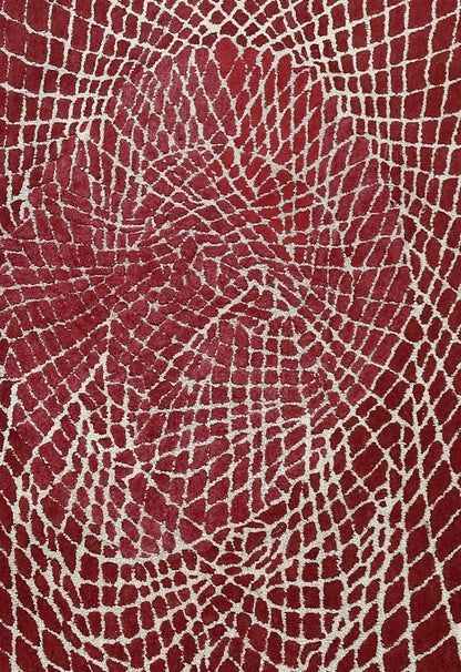 Web Hand Tufted 5x8 Modern Style Maroon Wool Area Rug
