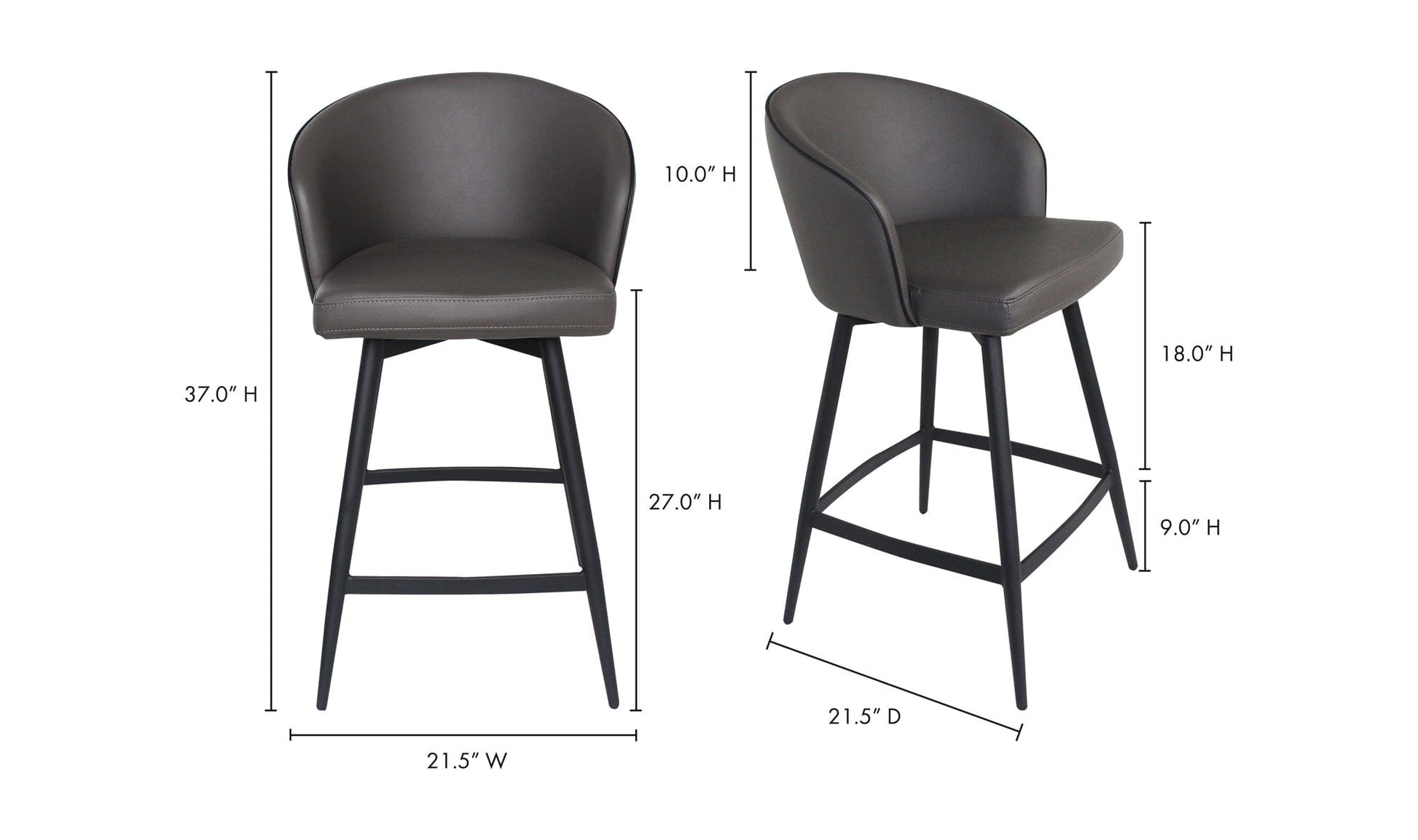 The Carpentry Shop Co. WEBBER SWIVEL COUNTER STOOL CHARCOAL WEBBER SWIVEL COUNTER STOOL CHARCOAL