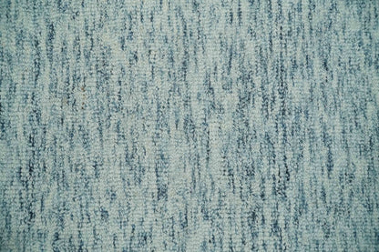 Custom Made Ivory and Blue Abstract Hand Tufted Wool Area Rug.