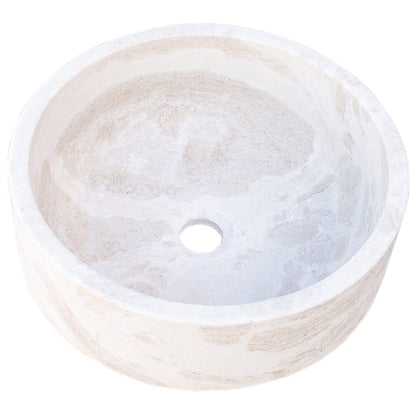 Natural Stone White Limestone Vessel Sink Polished (D)16" (H)6".