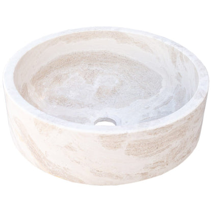 Natural Stone White Limestone Vessel Sink Polished (D)16" (H)6".