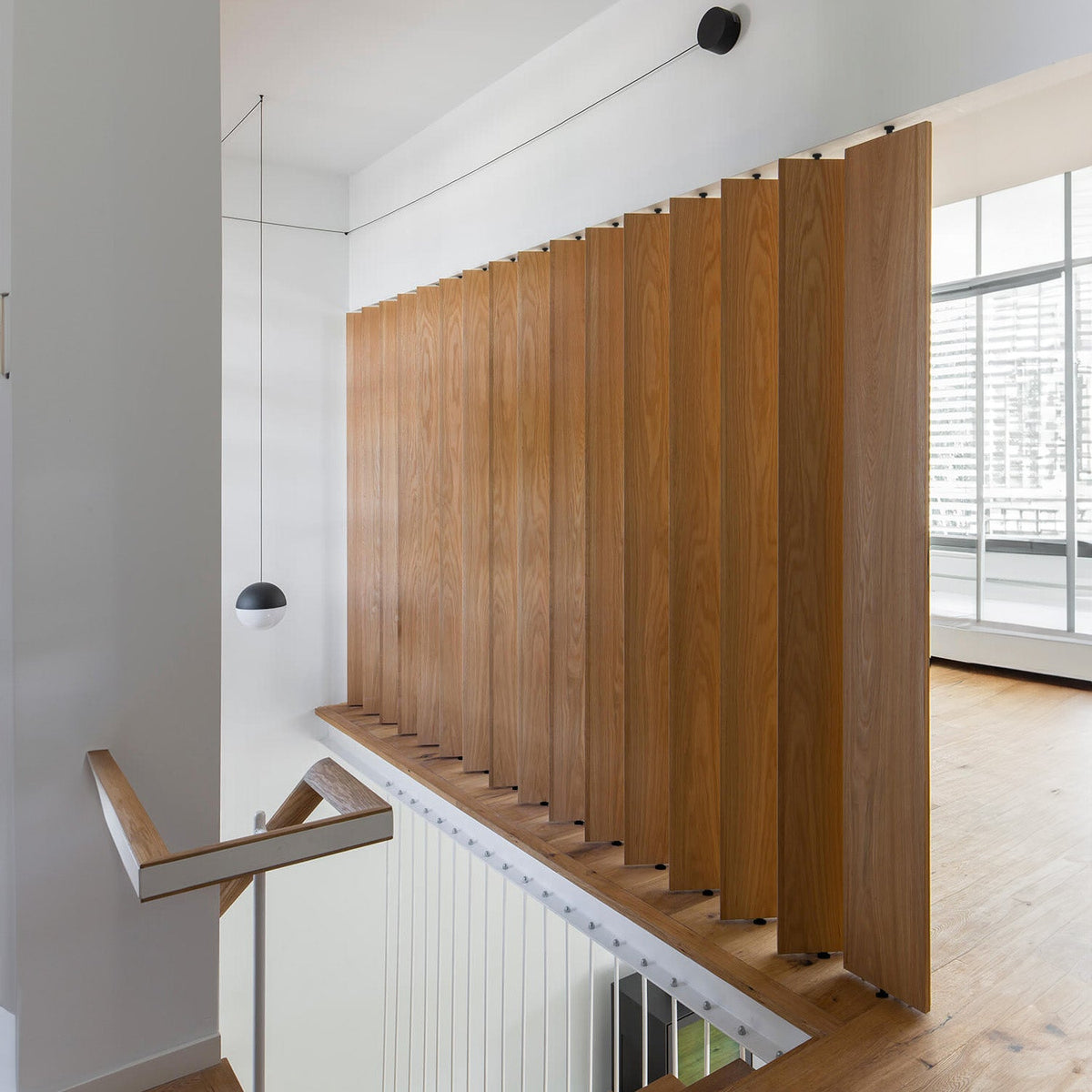 Wide Wood Slat Room Divider.